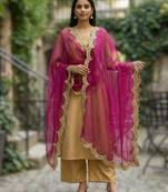 Pink colour orgenza silk fabric thred sequnce embrodery dupatta