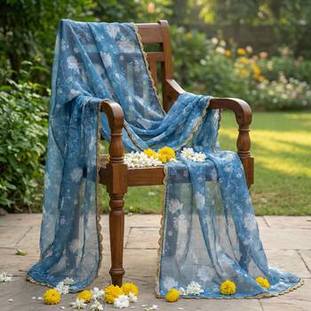 Printed orgenza silk multi sequnce lace work dupatta 3