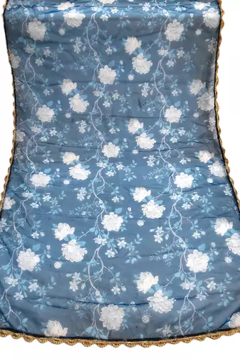 Printed orgenza silk multi sequnce lace work dupatta