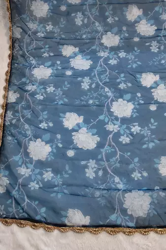 Printed orgenza silk multi sequnce lace work dupatta