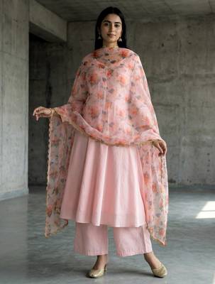 Printed orgenza silk multi sequnce lace work dupatta 1