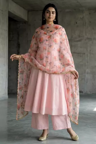 Printed orgenza silk multi sequnce lace work dupatta
