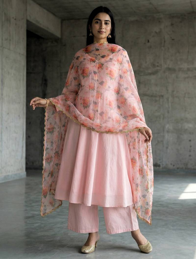 Printed orgenza silk multi sequnce lace work dupatta