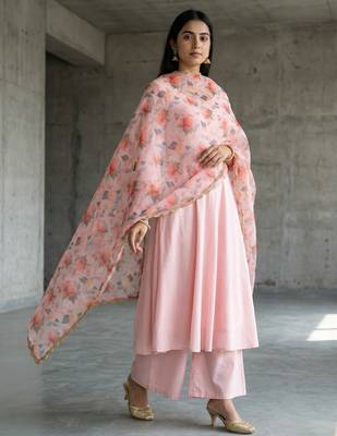 Printed orgenza silk multi sequnce lace work dupatta 2