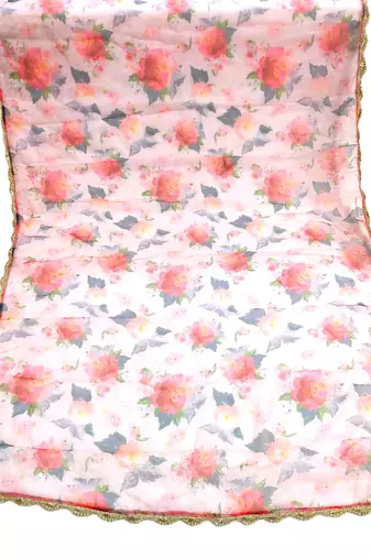 Printed orgenza silk multi sequnce lace work dupatta