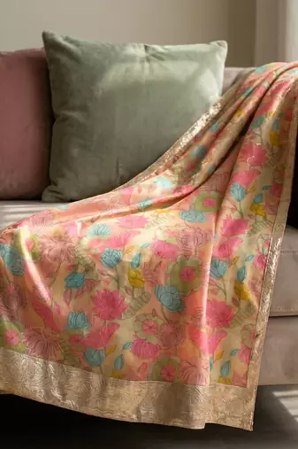 Printed orgenza silk multi sequnce lace work dupatta