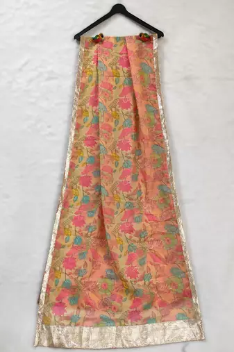 Printed orgenza silk multi sequnce lace work dupatta