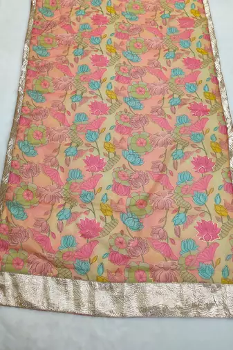 Printed orgenza silk multi sequnce lace work dupatta