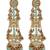 Antique gold kundan polki long jhumka earrings with mint beads & pearl drops