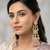 Antique gold kundan polki long jhumka earrings with pink beads & pearl drops