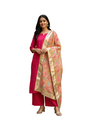 Printed orgenza silk multi sequnce lace work dupatta 6