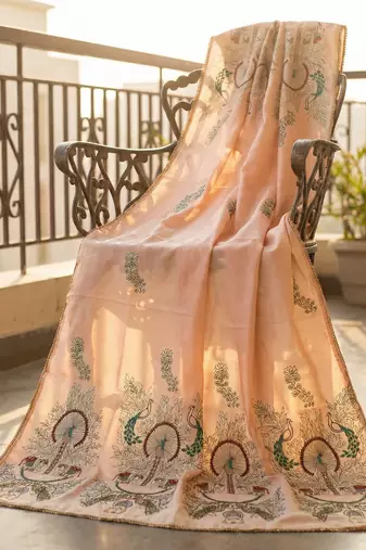 Printed orgenza silk multi sequnce lace work dupatta