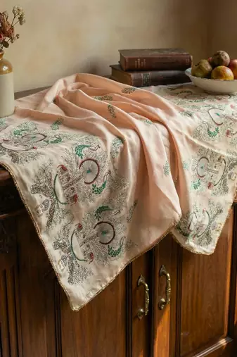 Printed orgenza silk multi sequnce lace work dupatta