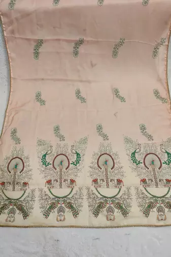 Printed orgenza silk multi sequnce lace work dupatta