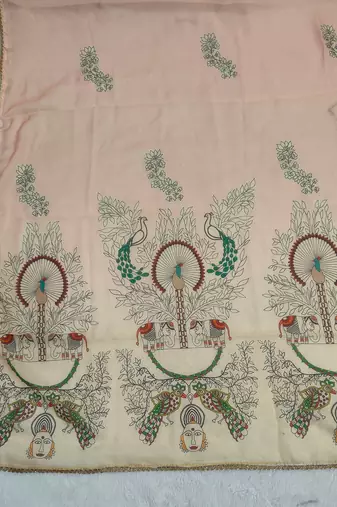 Printed orgenza silk multi sequnce lace work dupatta