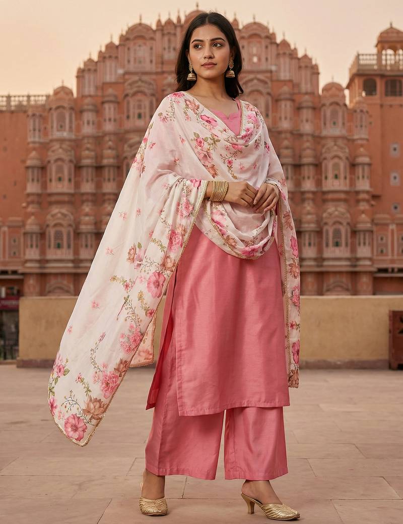 Printed orgenza silk multi sequnce lace work dupatta