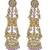 Antique gold kundan polki long jhumka earrings with pink beads & pearl drops