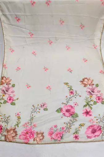 Printed orgenza silk multi sequnce lace work dupatta