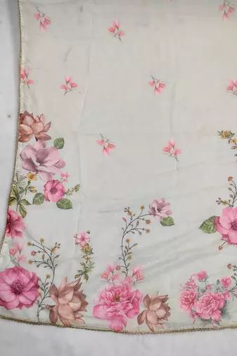 Printed orgenza silk multi sequnce lace work dupatta
