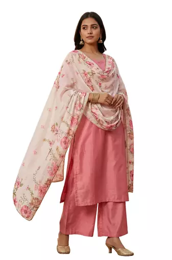 Printed orgenza silk multi sequnce lace work dupatta
