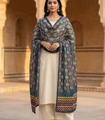 Printed raw cotton silk multi thred lace work stall dupatta