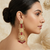 Antique gold kundan polki long jhumka earrings with ruby beads & pearl drops