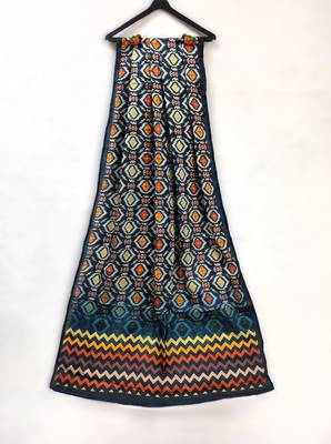 Printed raw cotton silk multi thred lace work stall dupatta 2