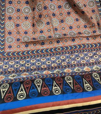 Printed raw cotton silk multi thred lace work stall dupatta 3