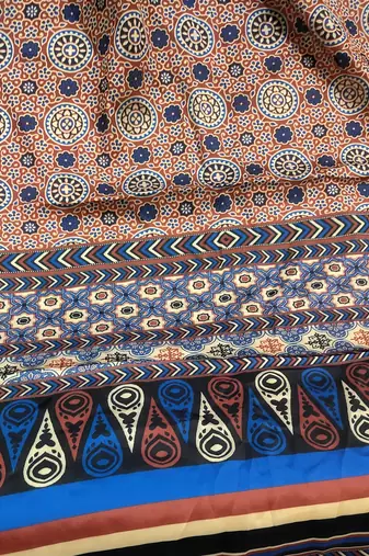 Printed raw cotton silk multi thred lace work stall dupatta
