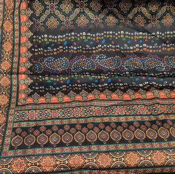 Printed raw cotton silk multi thred lace work stall dupatta 4