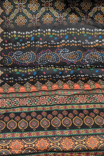 Printed raw cotton silk multi thred lace work stall dupatta