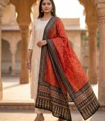 Printed raw cotton silk multi thred lace work stall dupatta