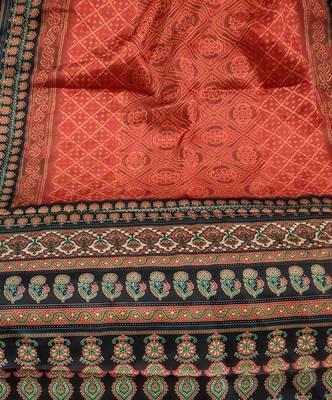 Printed raw cotton silk multi thred lace work stall dupatta 4