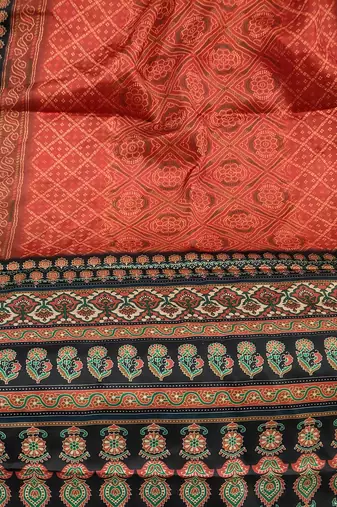 Printed raw cotton silk multi thred lace work stall dupatta