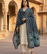 Printed raw cotton silk multi thred lace work stall dupatta