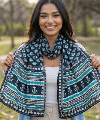 Printed raw cotton silk multi thred lace work stall dupatta 2