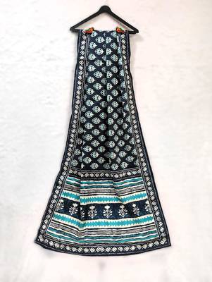 Printed raw cotton silk multi thred lace work stall dupatta 3