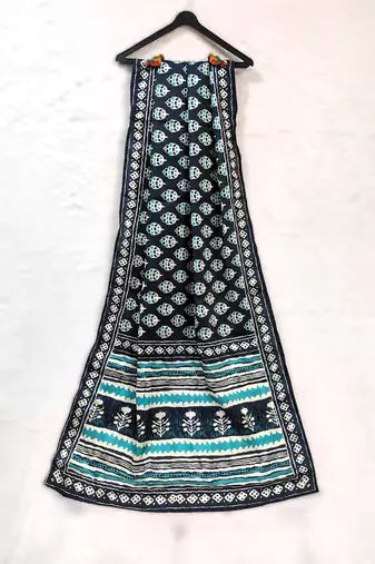 Printed raw cotton silk multi thred lace work stall dupatta