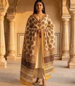 Printed raw cotton silk multi thred lace work stall dupatta