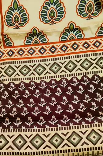 Printed raw cotton silk multi thred lace work stall dupatta