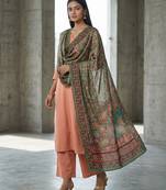 Printed raw cotton silk multi thred lace work stall dupatta