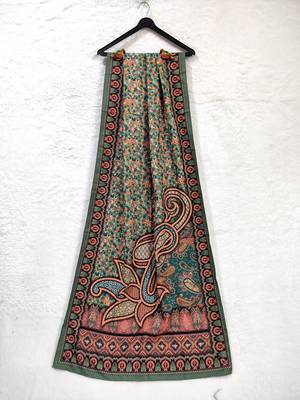 Printed raw cotton silk multi thred lace work stall dupatta 3