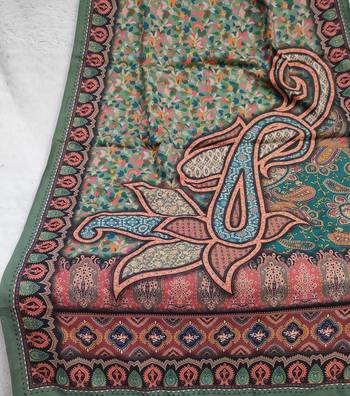 Printed raw cotton silk multi thred lace work stall dupatta 4