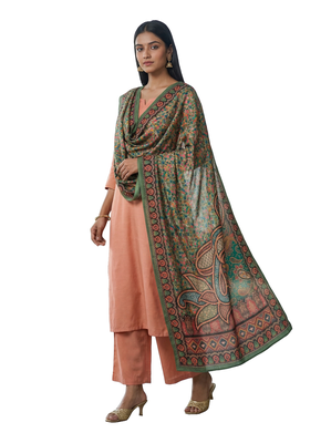 Printed raw cotton silk multi thred lace work stall dupatta 5