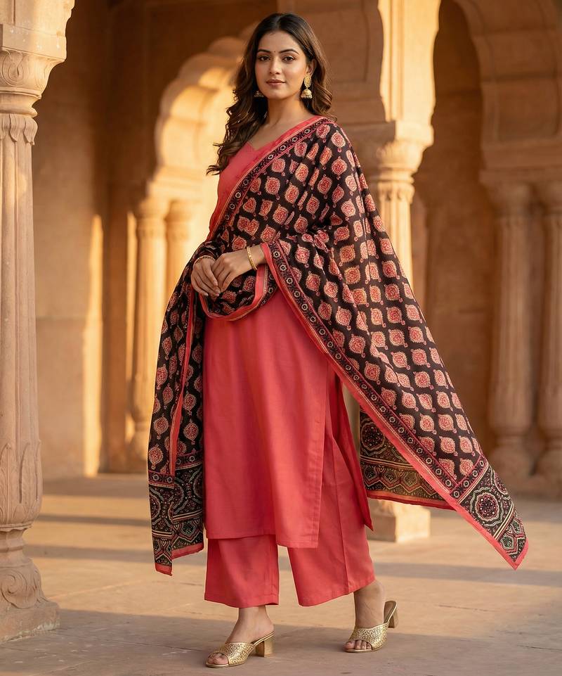 Printed raw cotton silk multi thred lace work stall dupatta