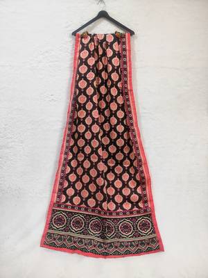 Printed raw cotton silk multi thred lace work stall dupatta 2