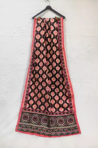 Printed raw cotton silk multi thred lace work stall dupatta