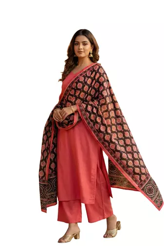 Printed raw cotton silk multi thred lace work stall dupatta
