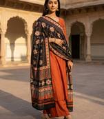 Printed raw cotton silk multi thred lace work stall dupatta