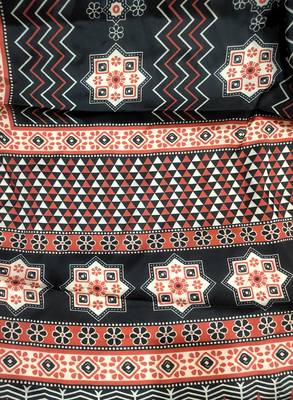 Printed raw cotton silk multi thred lace work stall dupatta 3